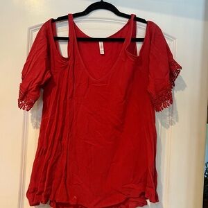Xhilaration Vibrant Red V-Neck Top
